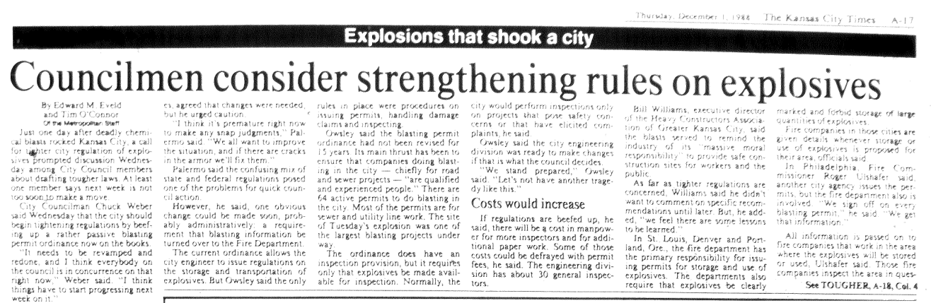 Councilmen Consider Strengthening Rules On Explosives