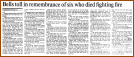 Bells toll in remembrance